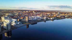 Le front de mer d'Aalborg avec le centre Utzon