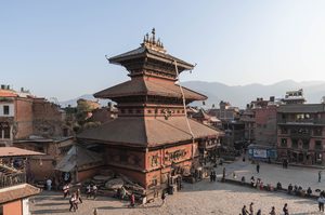 La place Durbar de Bhaktapur et ses temples à pagodes en briques rouges
