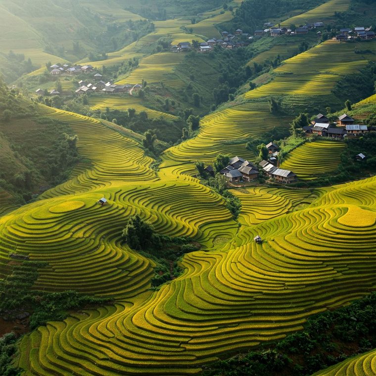 Rizières en terrasses dorées à Mu Cang Chai