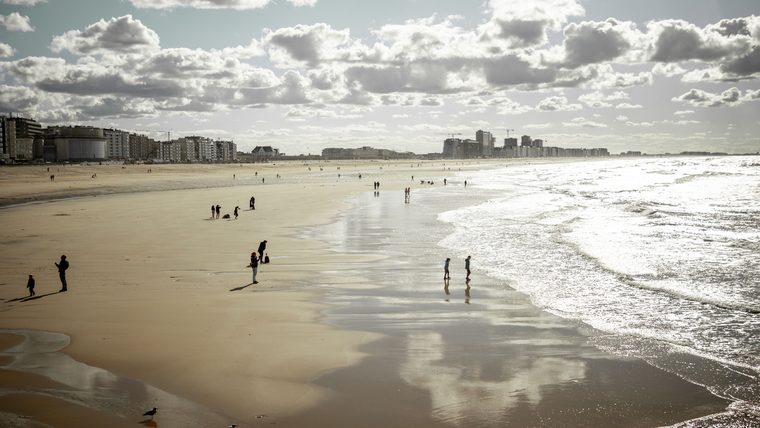 Les grandes plages de sable et la digue de la mer du Nord