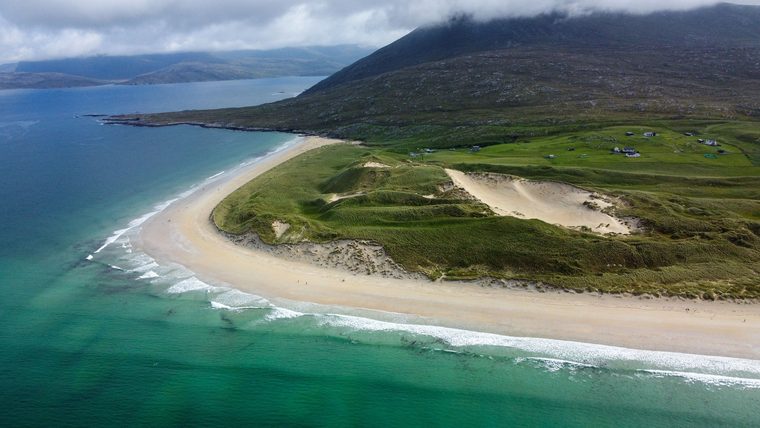 Plage de Luskentyre à marée basse sur l'île de Harris