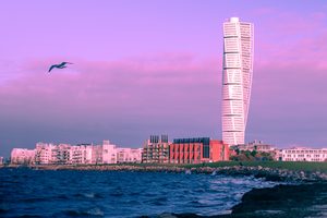 Le gratte-ciel Turning Torso et le front de mer de Malmö