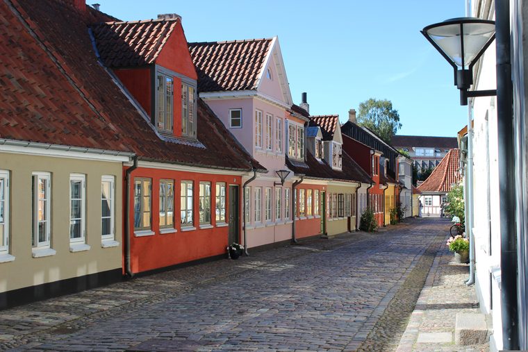 Les maisons colorées à colombages du quartier historique d'Odense