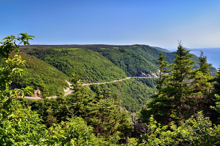 Route sinueuse de la Piste Cabot longeant l'océan Atlantique