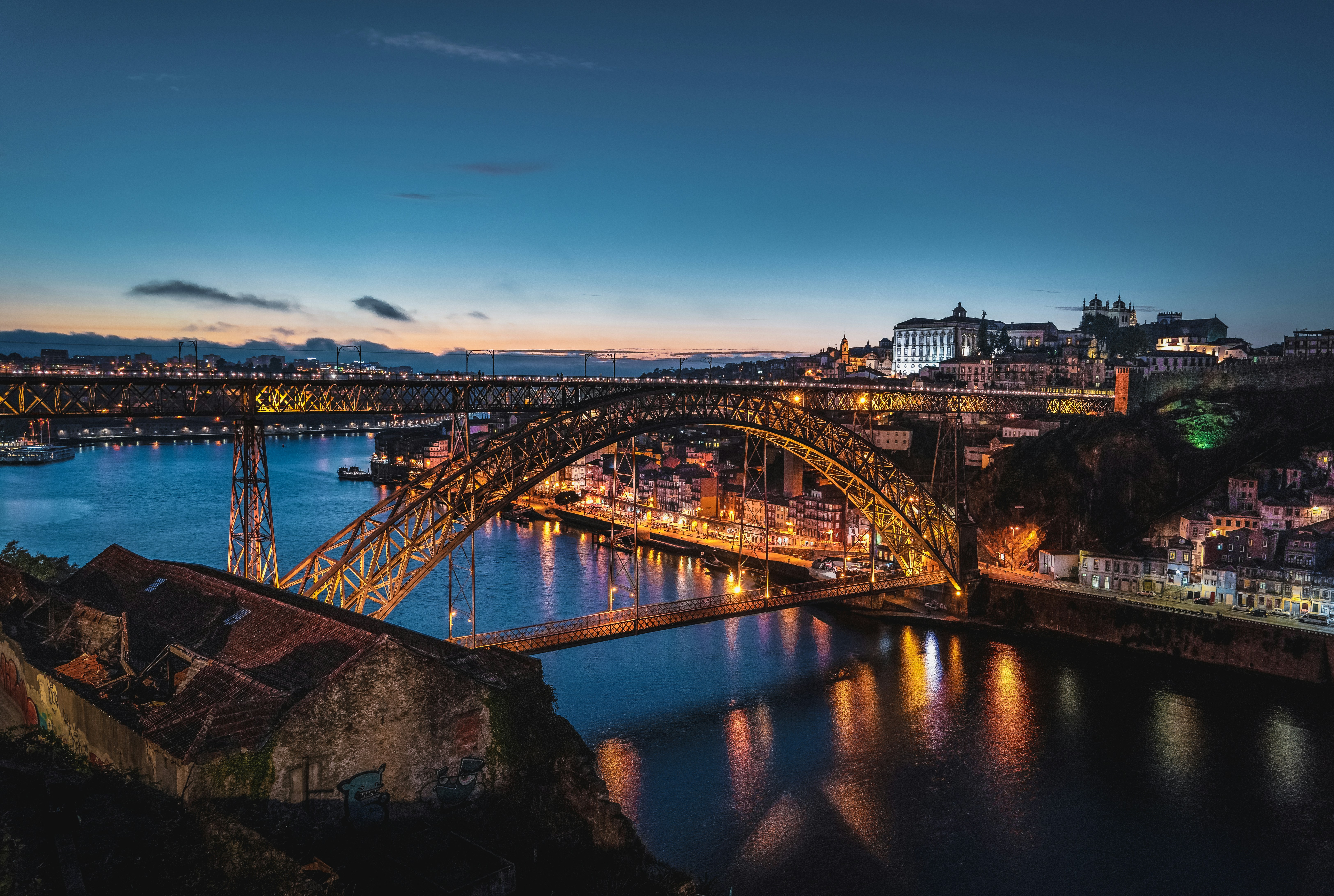Le pont Dom-Luís et les quais de la Ribeira sur le fleuve Douro