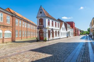 Les maisons à colombages et la cathédrale de Ribe