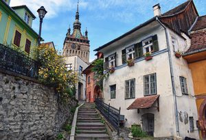 La Tour de l'Horloge et les toits colorés de la citadelle de Sighișoara