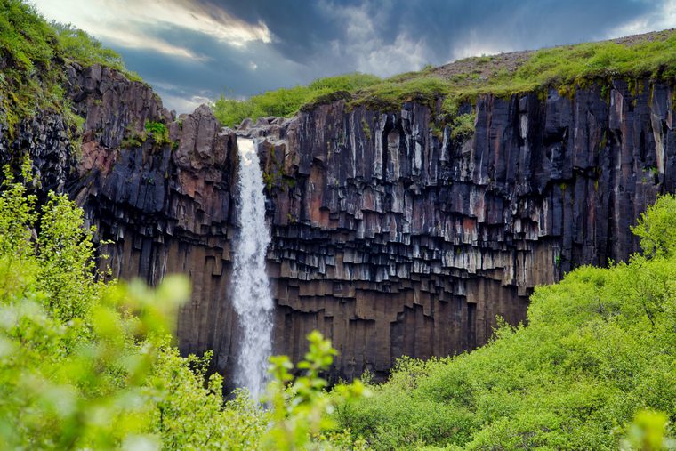 La cascade de Svartifoss entourée de ses orgues basaltiques noires