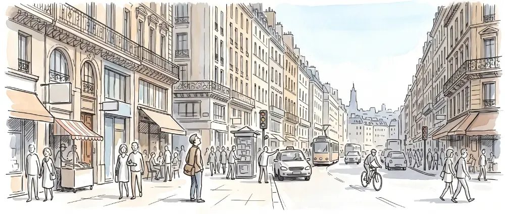Rue d'une ville avec circulation