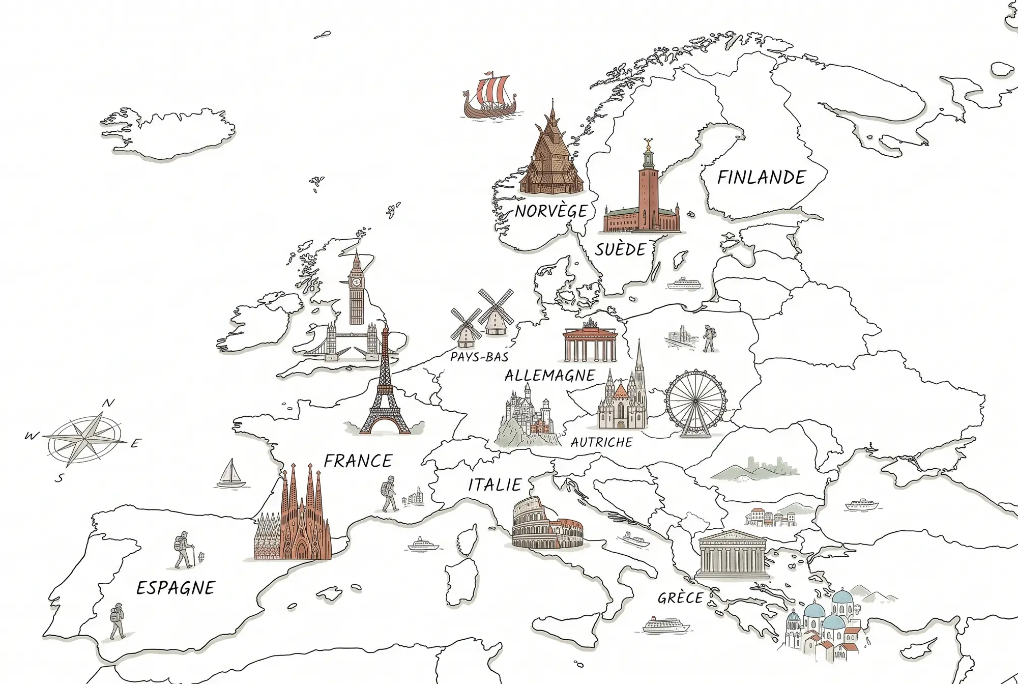 Carte illustrée : Europe